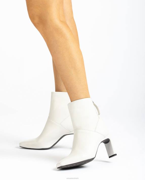 Unisa kvinnor vit ankelstövel med fyrkantig tå med hög klack 06DT1014