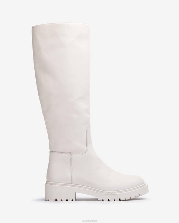 Unisa kvinnor vit läderkänga med spårsula 06DT1049