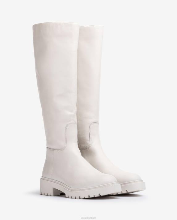 Unisa kvinnor vit läderkänga med spårsula 06DT1049