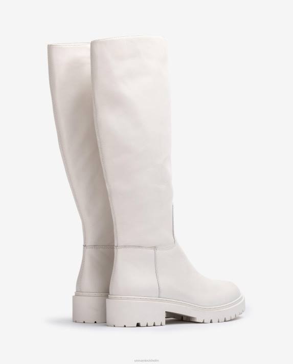 Unisa kvinnor vit läderkänga med spårsula 06DT1049