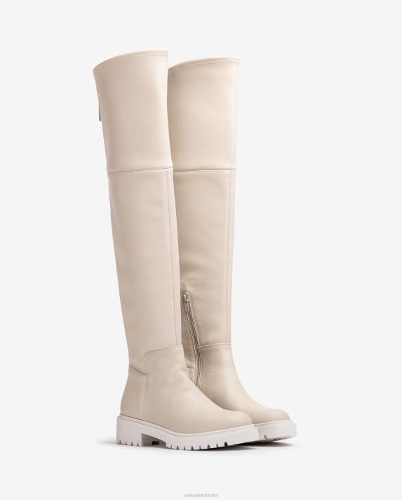 Unisa kvinnor vit lårstövel med spårsula 06DT1050