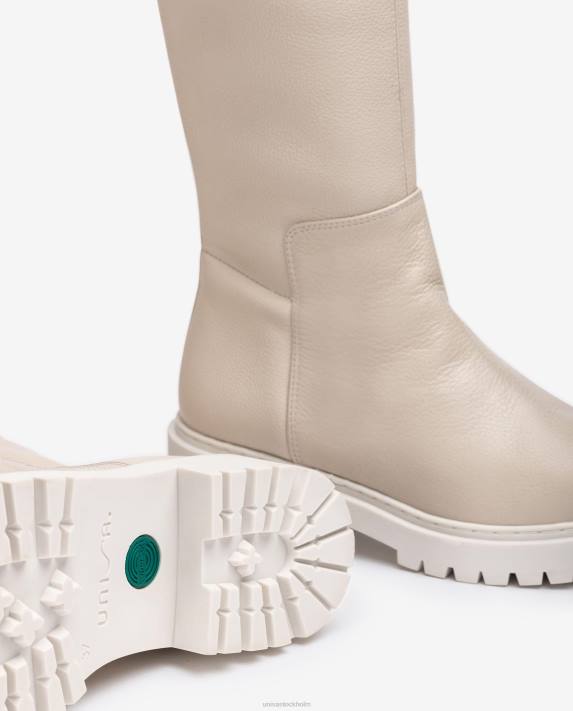 Unisa kvinnor vit lårstövel med spårsula 06DT1050