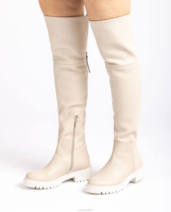 Unisa kvinnor vit lårstövel med spårsula 06DT1050