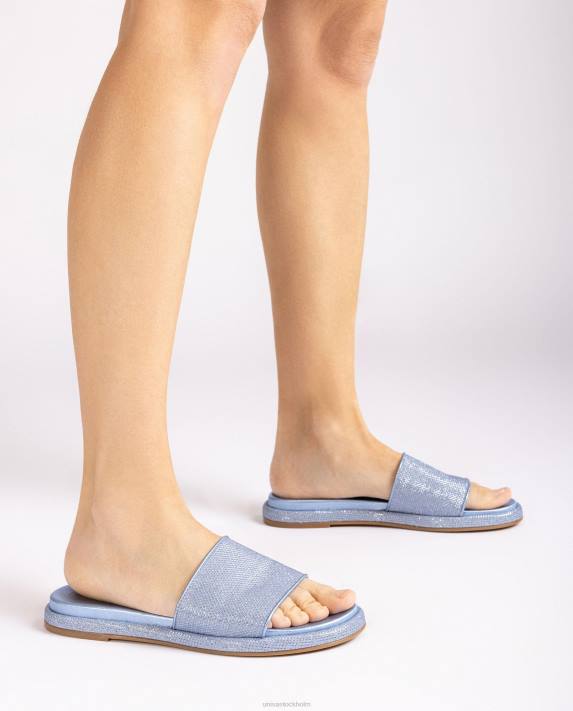 Unisa kvinnor blå platt sandal med bred vamp 06DT30