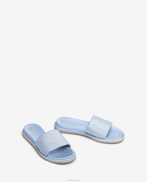 Unisa kvinnor blå platt sandal med bred vamp 06DT30