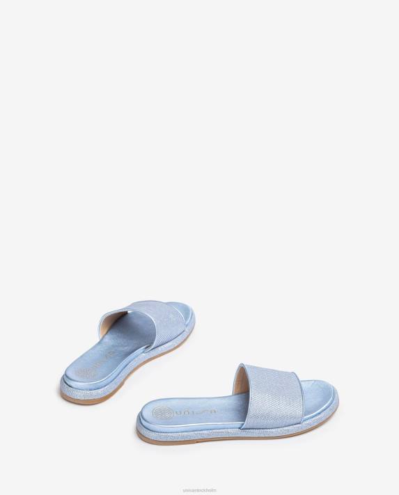 Unisa kvinnor blå platt sandal med bred vamp 06DT30
