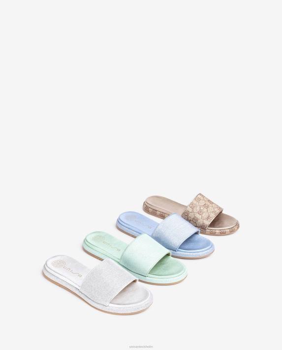 Unisa kvinnor blå platt sandal med bred vamp 06DT30