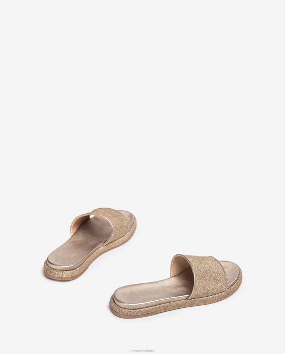 Unisa kvinnor brons platt sandal med bred vamp 06DT31