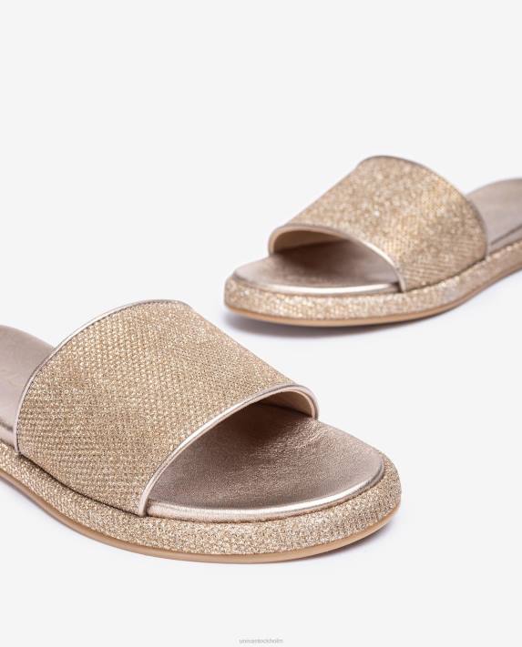 Unisa kvinnor brons platt sandal med bred vamp 06DT31