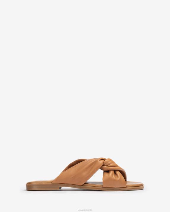 Unisa kvinnor brun platt sandal med korsband 06DT63