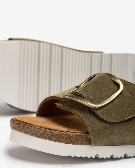 Unisa kvinnor grön mockasandal med spänne 06DT326