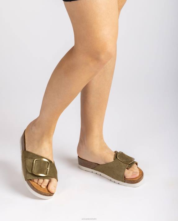 Unisa kvinnor grön mockasandal med spänne 06DT326
