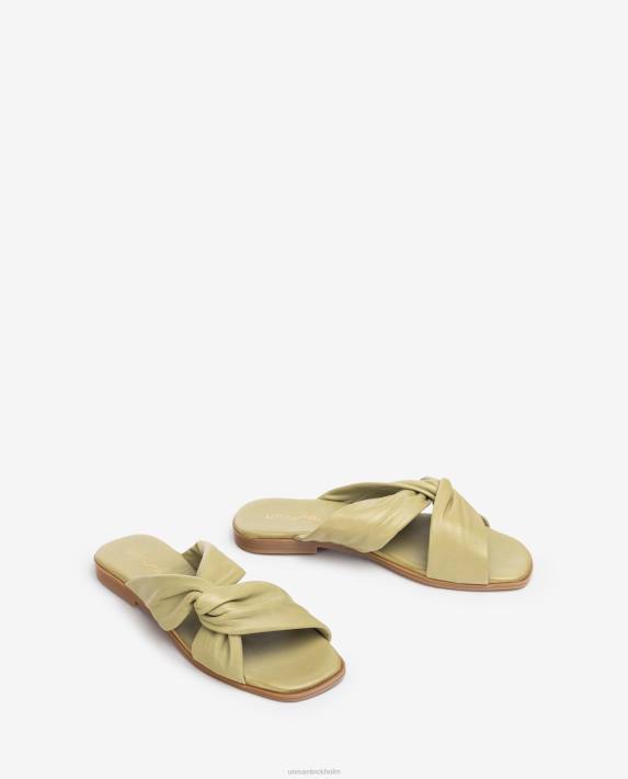 Unisa kvinnor grön platt sandal med korsband 06DT64