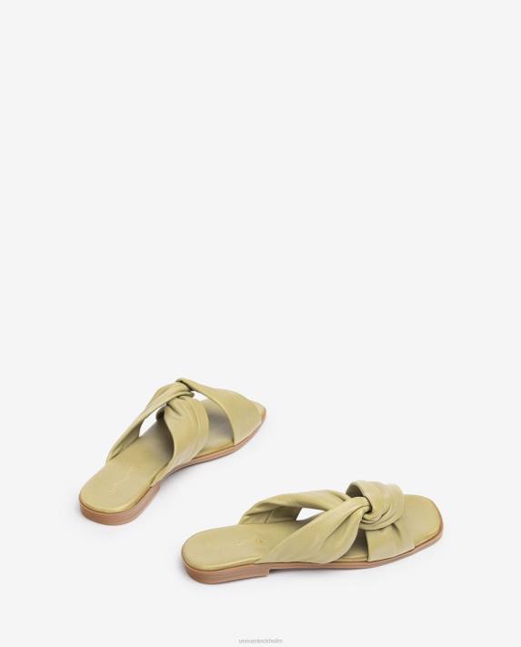 Unisa kvinnor grön platt sandal med korsband 06DT64