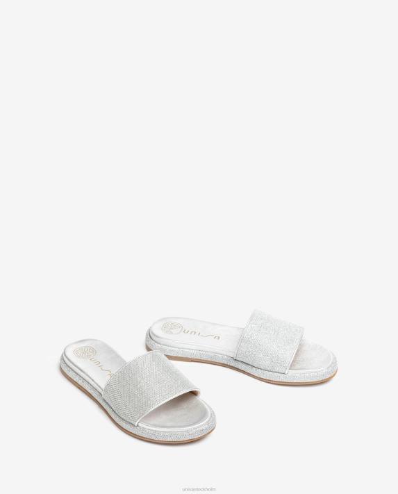 Unisa kvinnor silver platt sandal med bred vamp 06DT32