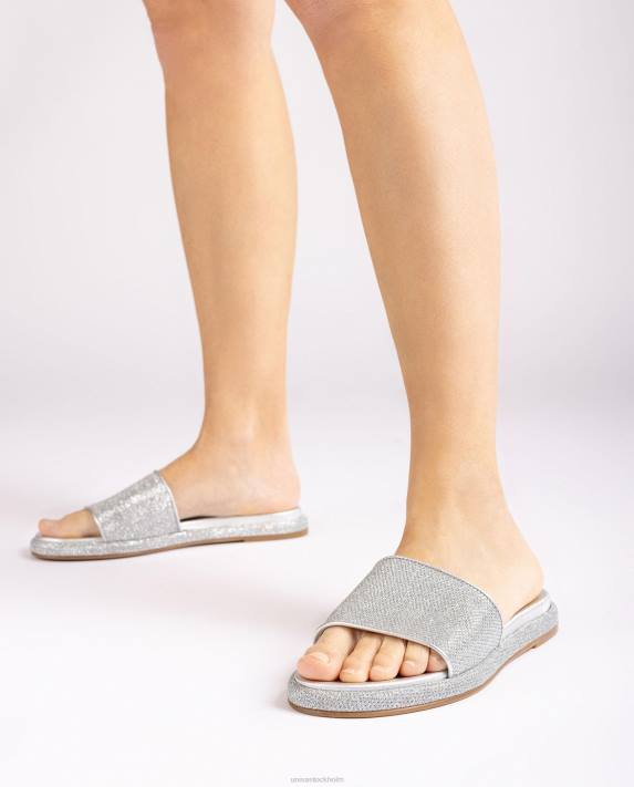 Unisa kvinnor silver platt sandal med bred vamp 06DT32