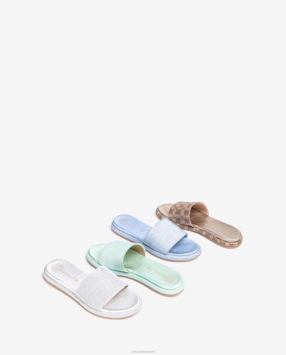 Unisa kvinnor silver platt sandal med bred vamp 06DT32