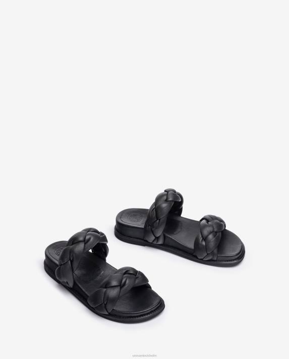 Unisa kvinnor svart sandal med flätade remmar 06DT388