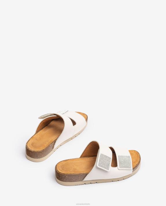 Unisa kvinnor vit platt sandal med dubbel rem 06DT95