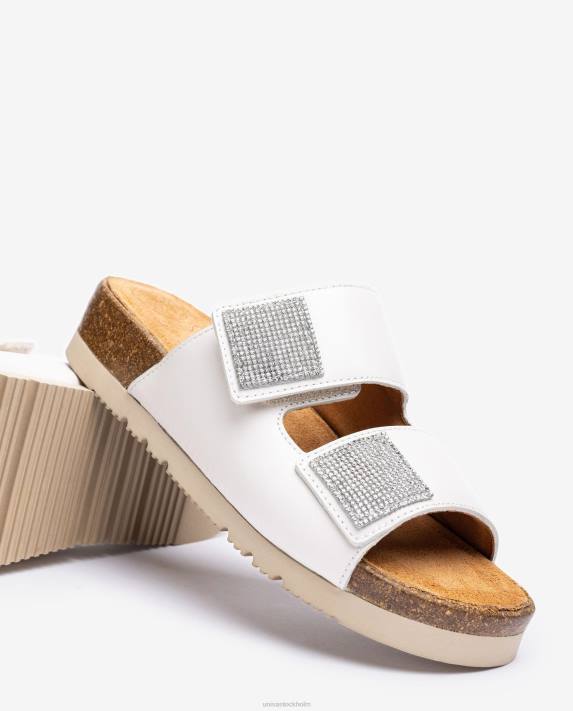 Unisa kvinnor vit platt sandal med dubbel rem 06DT95