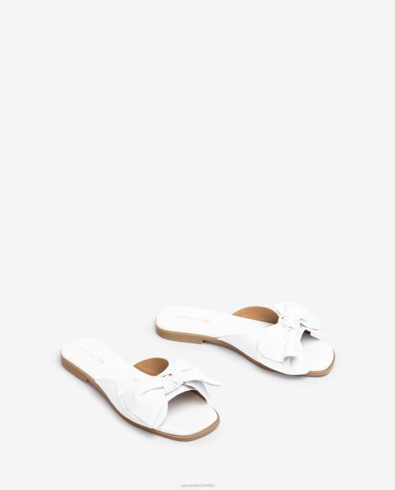 Unisa kvinnor vit platt sandal med rosett 06DT109