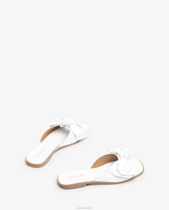 Unisa kvinnor vit platt sandal med rosett 06DT109