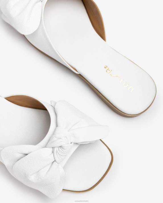 Unisa kvinnor vit platt sandal med rosett 06DT109