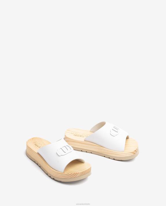 Unisa kvinnor vit sandal med träeffektsula 06DT352