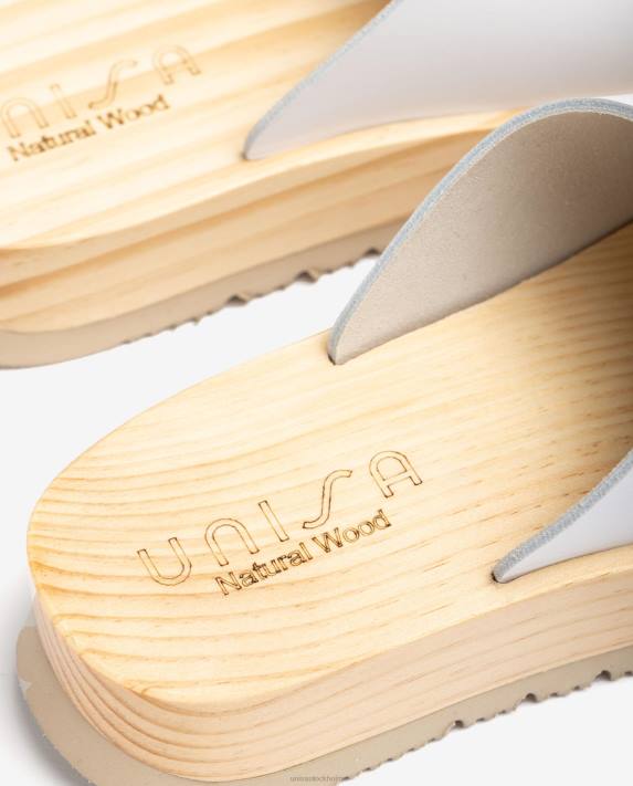 Unisa kvinnor vit sandal med träeffektsula 06DT352