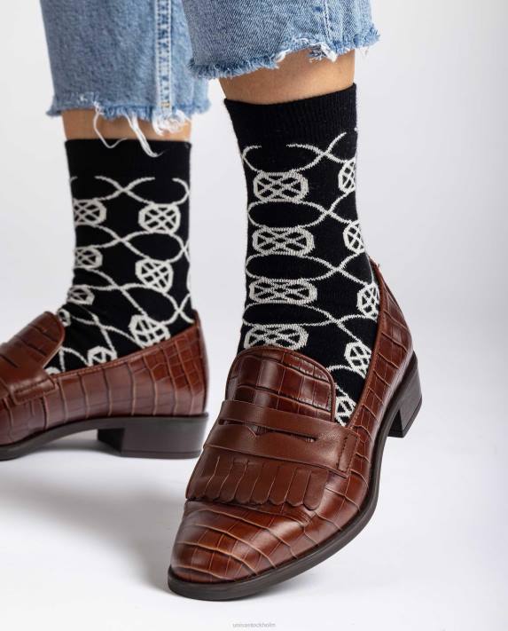 Unisa kvinnor svart strumpor i ekologisk bomull 06DT1088